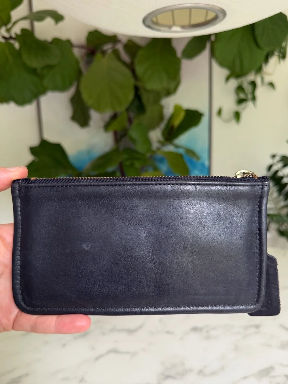 Coach Vintage Skinny Case 7170 Black Leather Zip Cosmetic Pouch 80's 90's USA